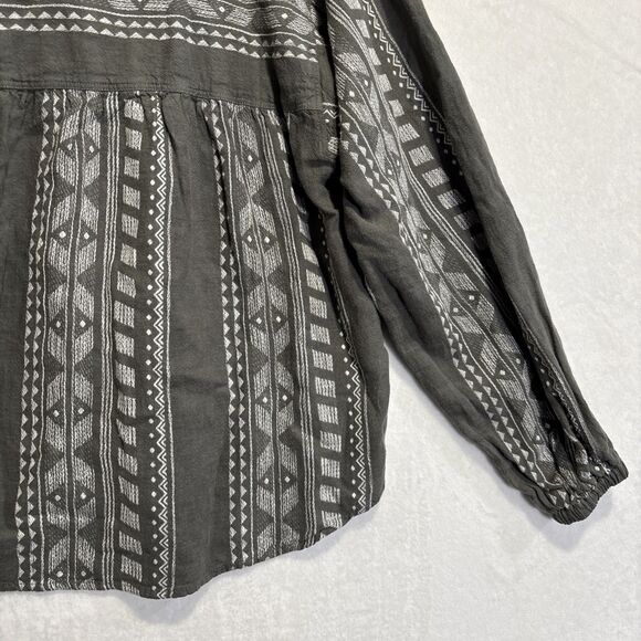 Splendid Women's Olive Green Freesia Long Sleeve Linen Button-Up Shirt Top Small - Picture 11 of 14